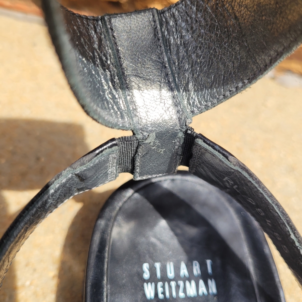 Stuart Weitzman Solstice Black Toe Ring Ankle Str… - image 8